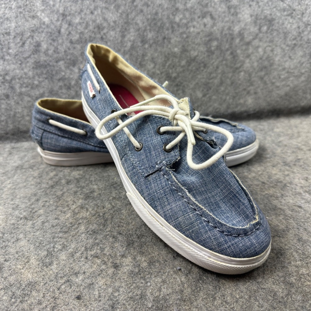 Vans Zapato Del Barco Blue Chambray Boat Shoes Womens 7.5 Mens 6 TB4R Deck Jean